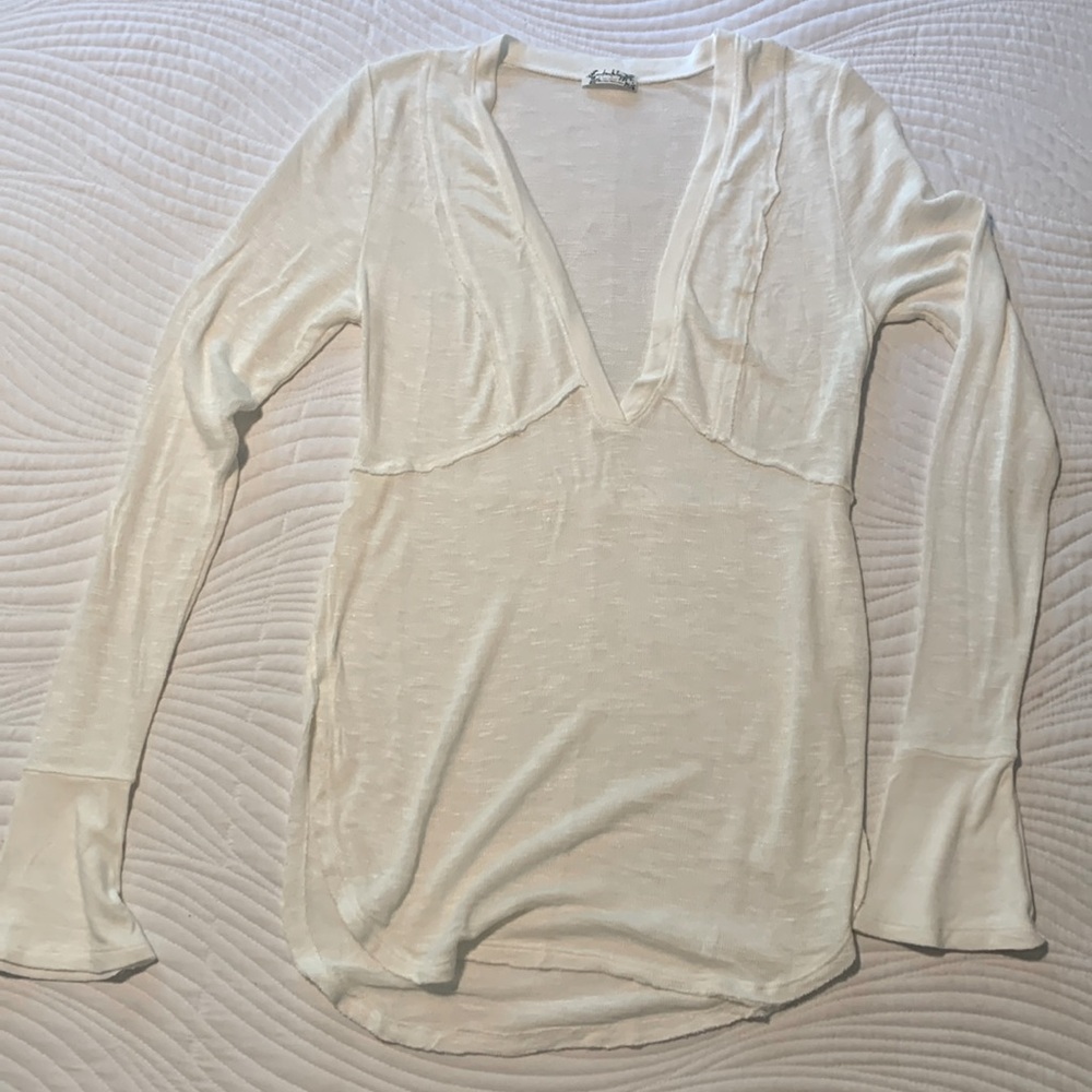 Free People semi sheer v neck